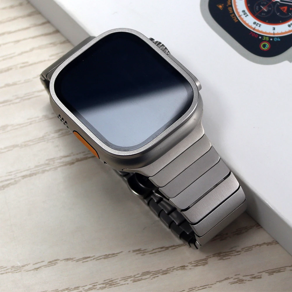 Stainless Steel Band For Apple Watch Ultra 49mm Screen Protect Glass
