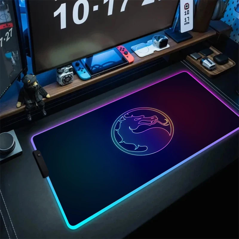 

RGB Mortal Kombat Gamers Mouse Pad Anime Computer Laptop Gaming Accessories Large Led Mousepad Keyboard Decoracion Cool Desk Mat