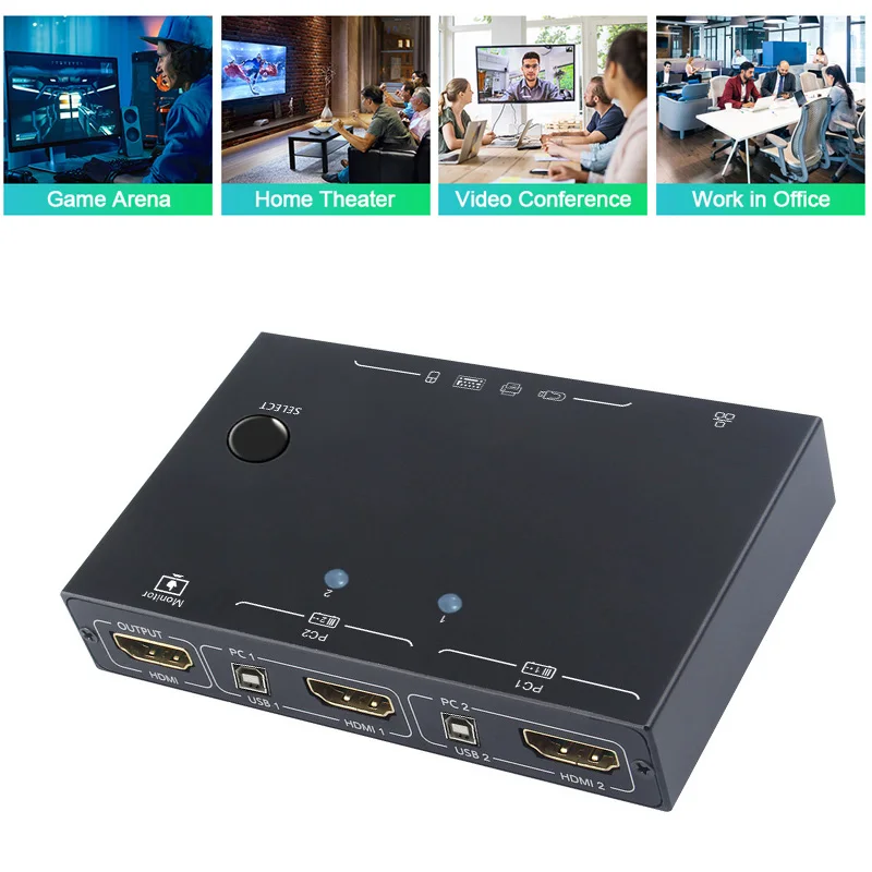 

Игровой сплиттер-адаптер usb-хаб HDMI-совместимый KVM переключатель мульти-разделитель функций переключатель plug and play с Ethernet