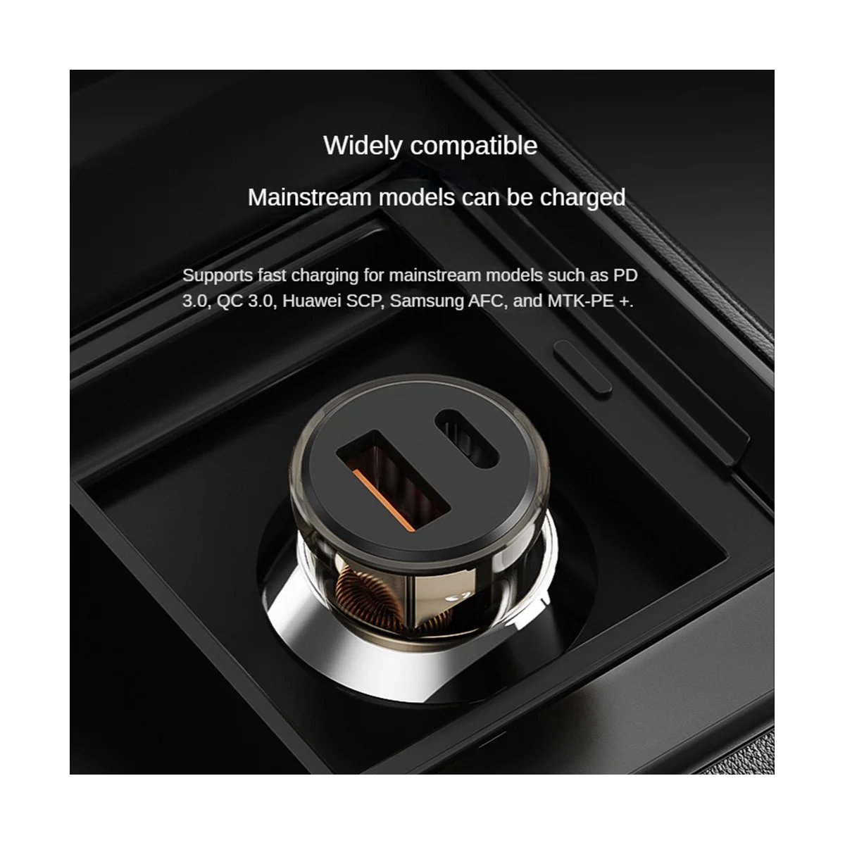 

Transparent Car Charger USB Car Charger Quick Charge Qc4.0 Qc3.0 Qc Scp 3A Pd Type C 30W USB Charger(Transparent