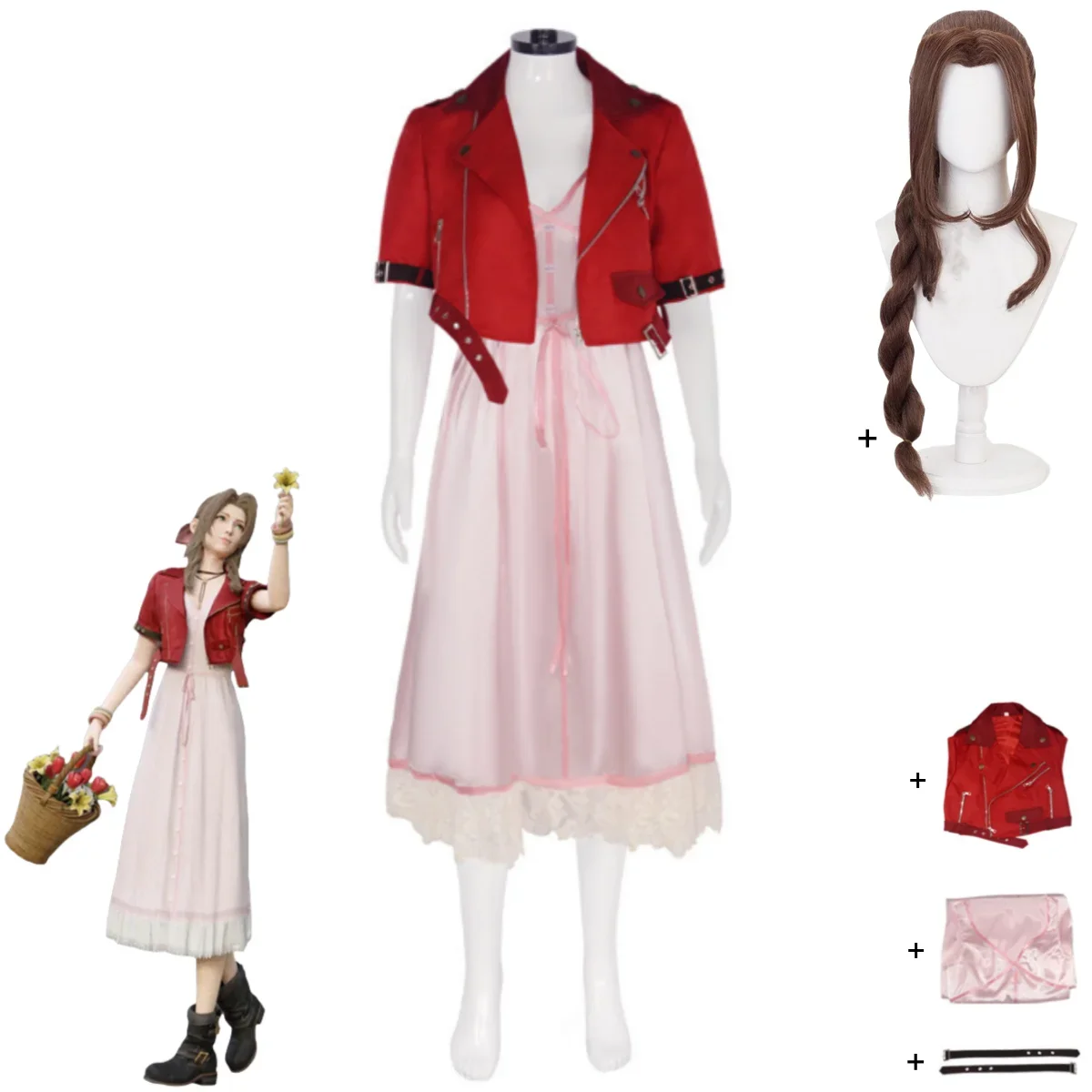 Game Final Fantasy VII Remake Aerith Gainsborough Cosplay Costume