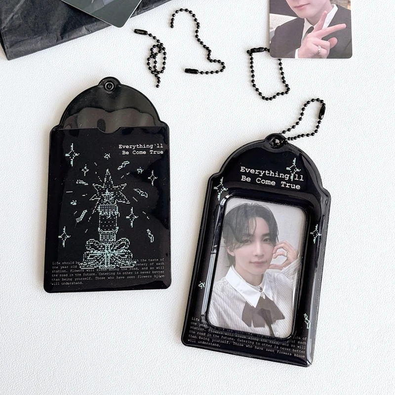 Photocard Holder Idol Card Holder Transparent Photo Sleeves Portable ID Bus Card Protector Pendentif Keychain, S4 Photocard Holder