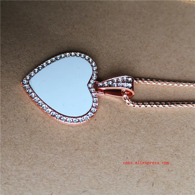 sublimation blank heart shape  necklaces pendants hot transfer printing pendant jewelry consumables one sided printing 10pcs/lot 2