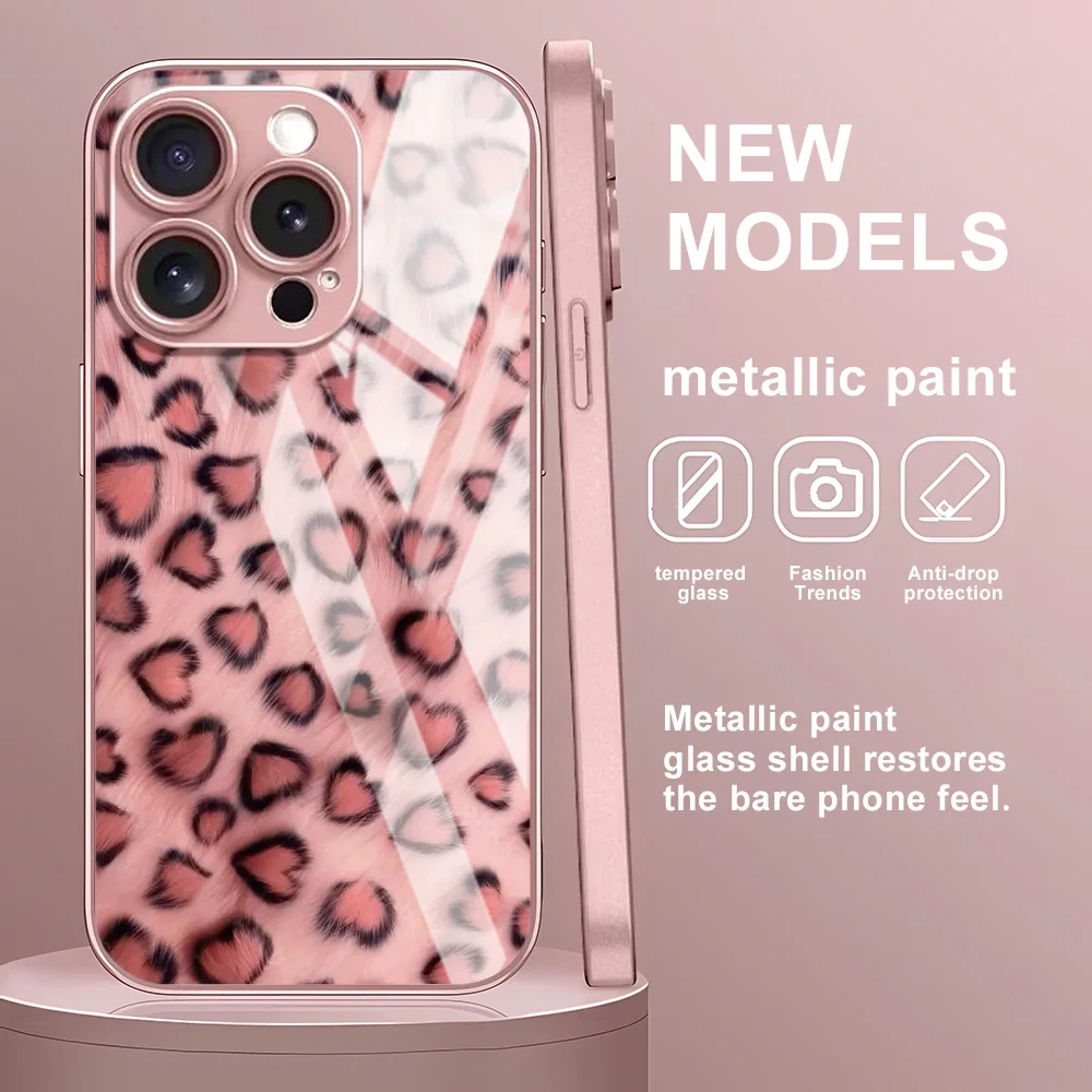 Leopard Print Tempered Glass Phone Case