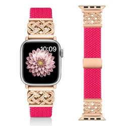 Braided Magnetic Buckle Strap Bracelet - 42 44 45 49mm (Rose red)