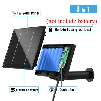 แผงโซลาร์เซลล์ 4W 3 ใน 1 DC/ไมโคร USB/ประเภท C เอาต์พุต 5V 2A เซลล์แสงอาทิตย์ชาร์จสำหรับกล้องรักษาความปลอดภัยกลางแจ้ง 1