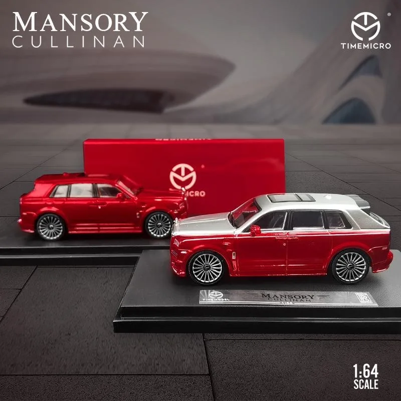 

TimeMicro1:64 Rolls-Royce Cullinan Metal red silver top modified car model