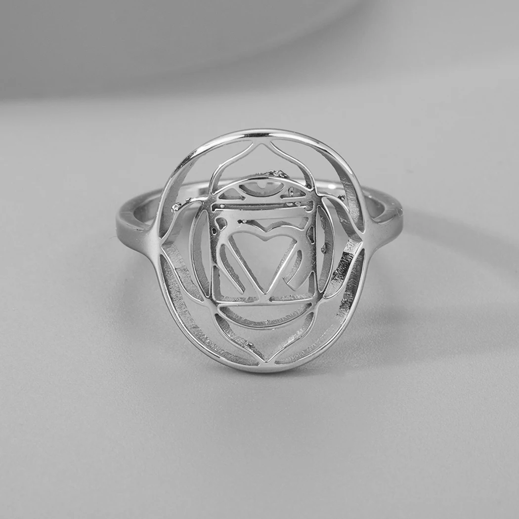Chandler Acciaio Inossidabile 1St Chakra Ring Anello Di Dichiarazione Complesso Gioielli Semplici Regali Per Feste Di Compleanno Per Uomini E Donne