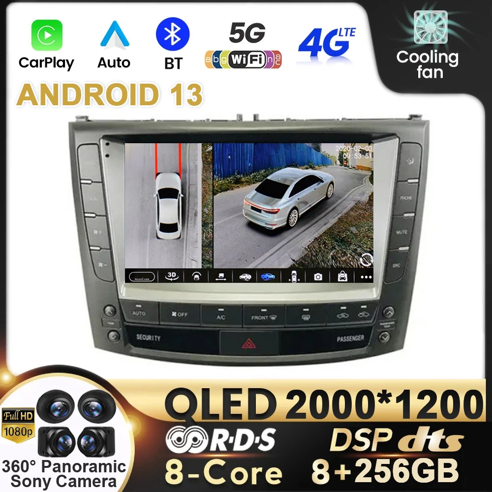 

Car Raido Carplay Android 13 For Lexus IS200 IS250 IS300 IS300C 2006-2012 Multimedia Video Player QLED Navigation GPS DSP Auto