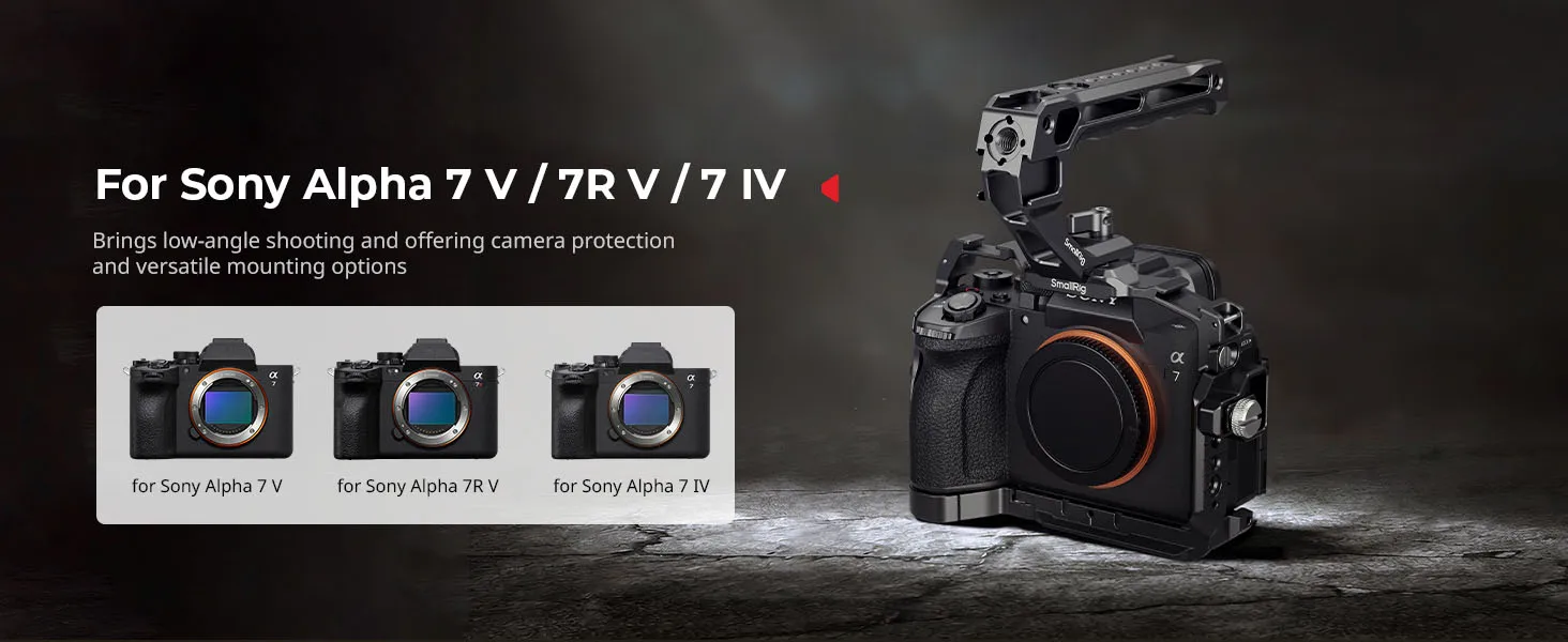 SmallRig A7 V Cage Kit für Sony Alpha 7 V/7R V/7 IV, mit Klemme für HDMI-Kabelobergriff mit Arca-Swiss-Schnellwechselplatte – Detail 2