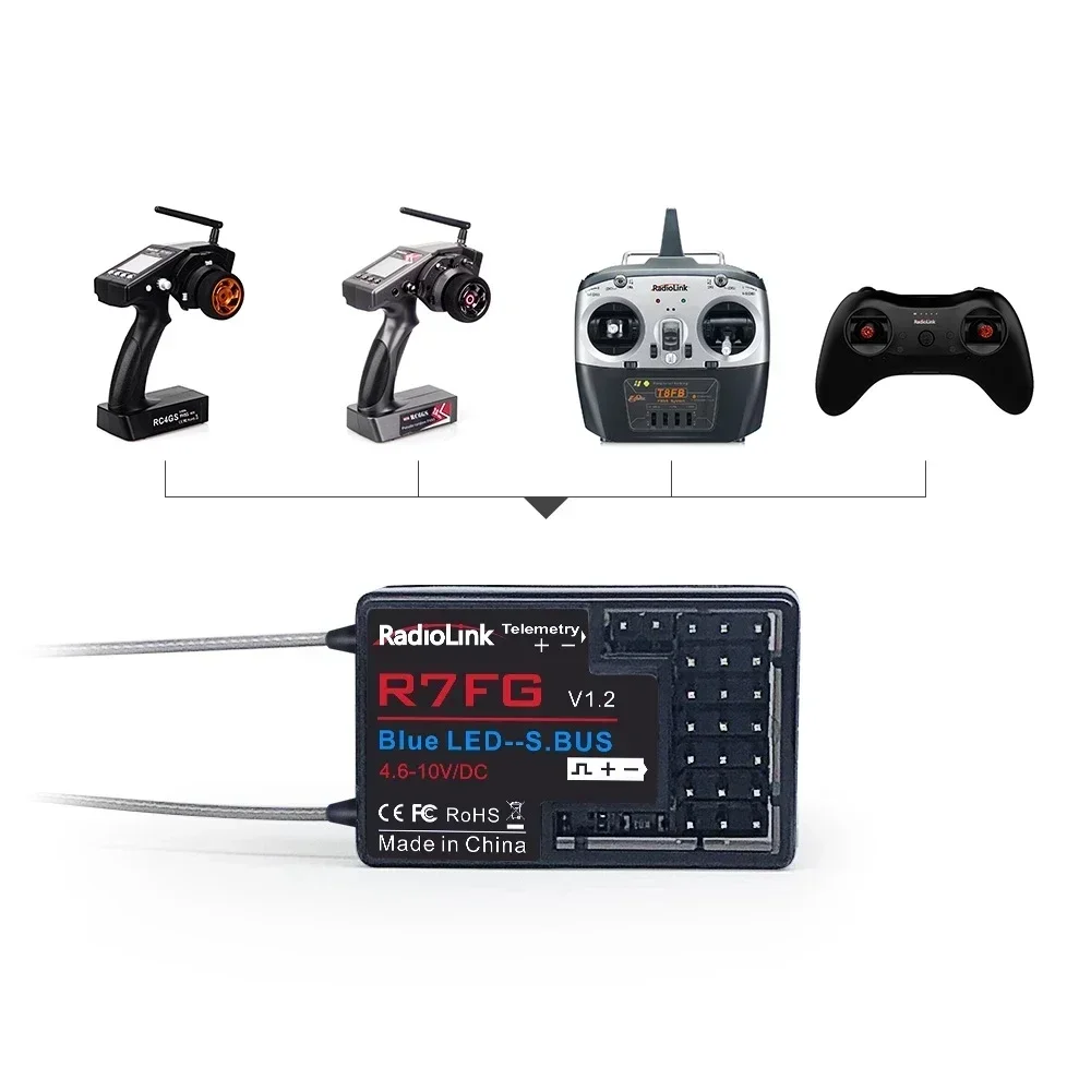 Récepteur RadioLink R7FG 2.4GHz 7CH Gyro RC pour RC4GS/RC6GS