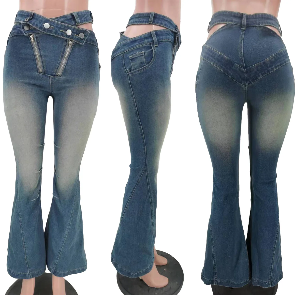 Cargo Denim Flare Pants Y2K Streetwear Fashion 2023 Women Winter Clothes  Trousers Denim Parachute Bell Bottom Jean Tie Dye Pants - AliExpress