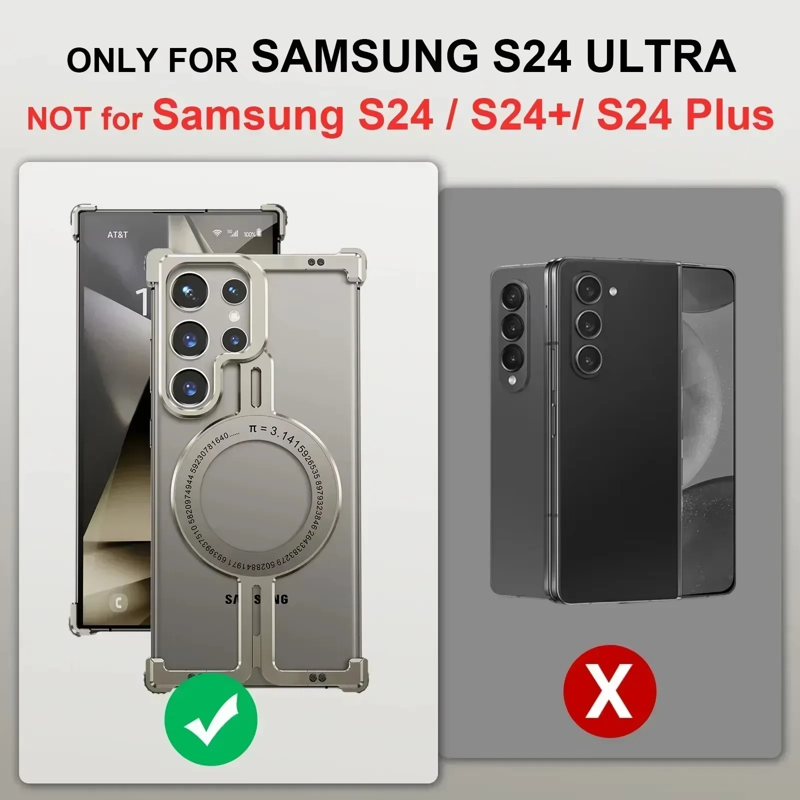 Eary for Samsung Galaxy S24 Ultra Phone Case with Magsafe Camera Kickstand Frameless Bumper Metal Shockproof Protective Covers