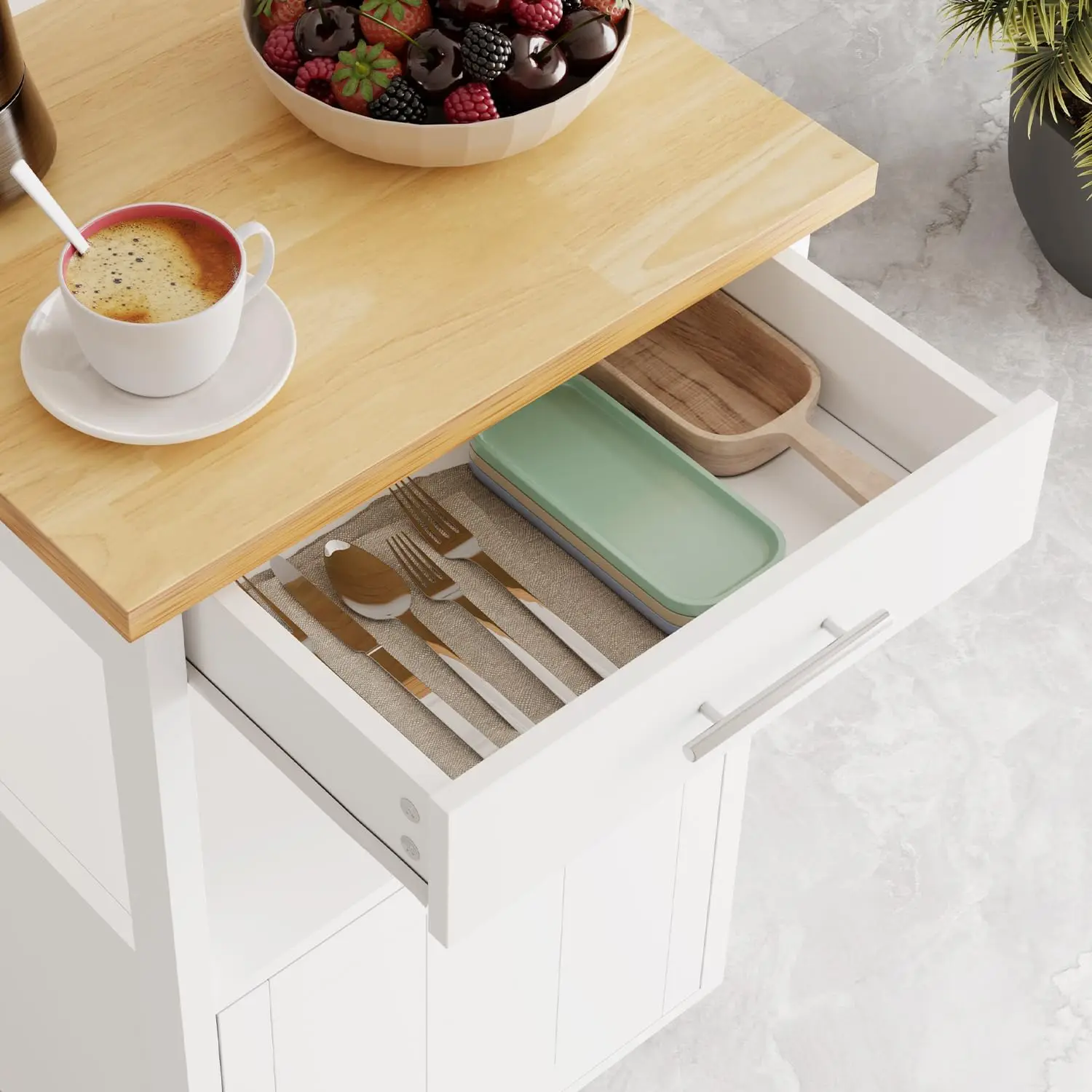 Kitchen Island with Storage Cart Table Rolling Butcher Block Cabinets Small on Wheels Portable Drawers Mobile Moveable Narrow