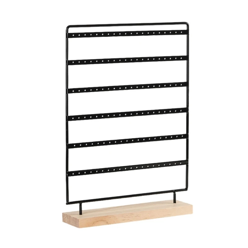 

E15E 120 Holes 6 Layers Earrings Jewelry Display Wood Stand with Wood Base