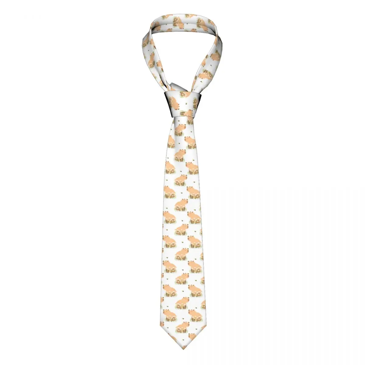 

Funny Smile Capybara Tie Flowers Cosplay Party Neck Ties Cool Fashion Neck Tie For Men Custom Collar Tie Necktie Xmas Gift