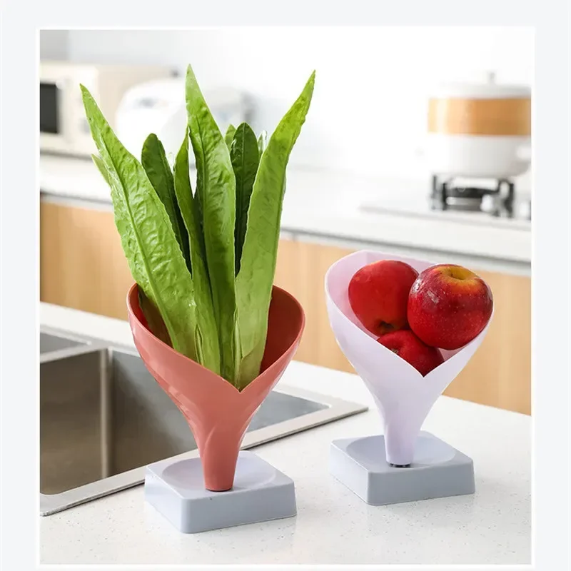 

Kitchen Vegetable Fruit tableware Drain Rack Multifunctional Filter Punch-free shelf Organizer Plastic Storage Rack Funnel