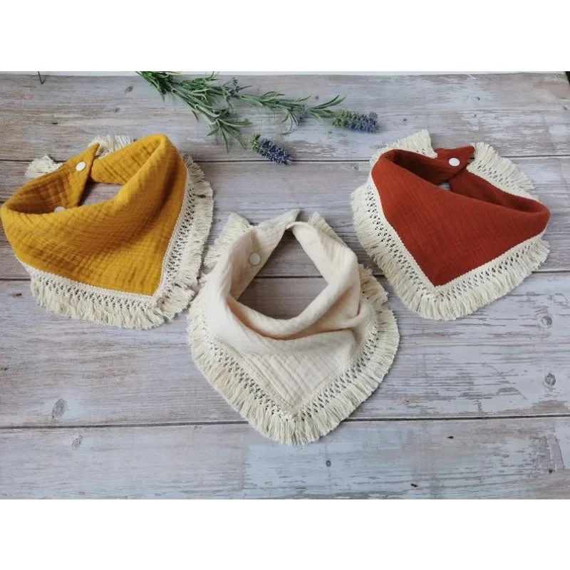 

Baby cotton double gauze saliva towel baby triangle scarf eating bib newborn bib