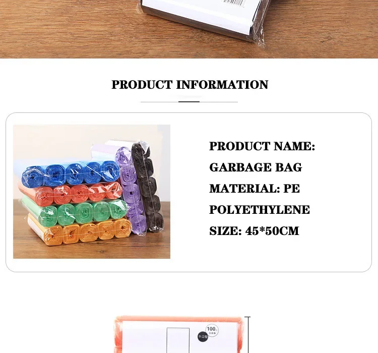 Trash Bags Disposable Trash Bags Garbage Bags 5 Rolls 1 Pack 100Pcs Household Disposable Trash Pouch Kitchen Storage Garbage Bags Cleaning Waste Bag Plastic Bag