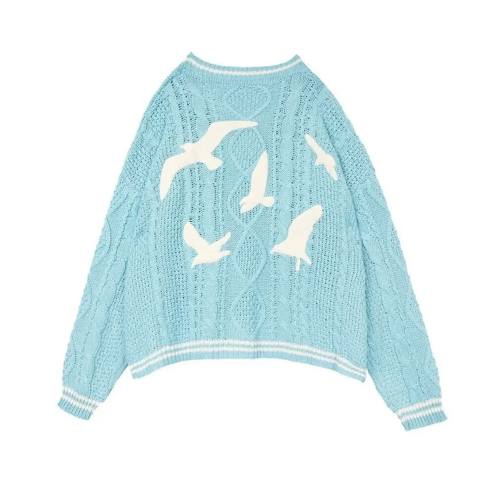 Description Picture 5 of item1989 TV Cardigan Cozy Chunky Knit Oversized Button Up with Seagull Sweater Jacket Women Teenagers Taylor Version T.S.