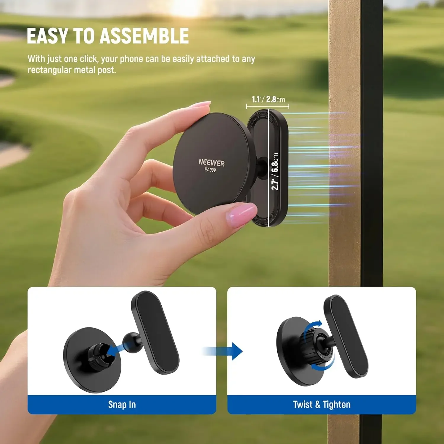 NEEWER Magnetic Phone Holder Mount Golf Cart Car Accessories For MagSafe iPhone