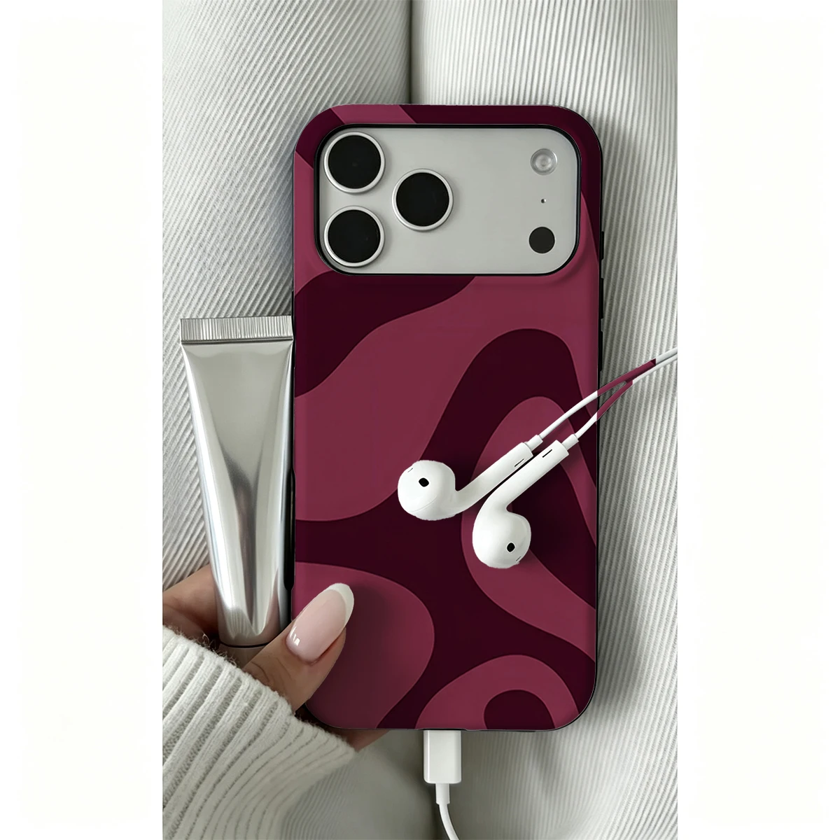 Premium Burgundy Flow Double-Layer Phone Case: Essential Protection