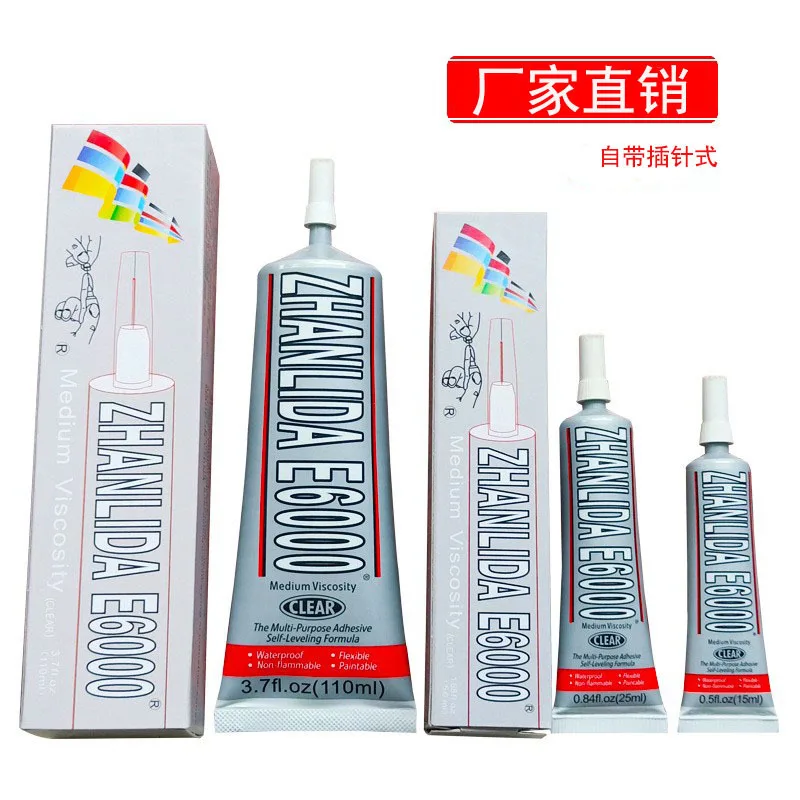 15ml 25ml 50ml 110ml e6000 Glue Rhinestones with Applicator Precision Tip Tool Needles Epoxy Adhesive Strong Hotfix For Jewelry