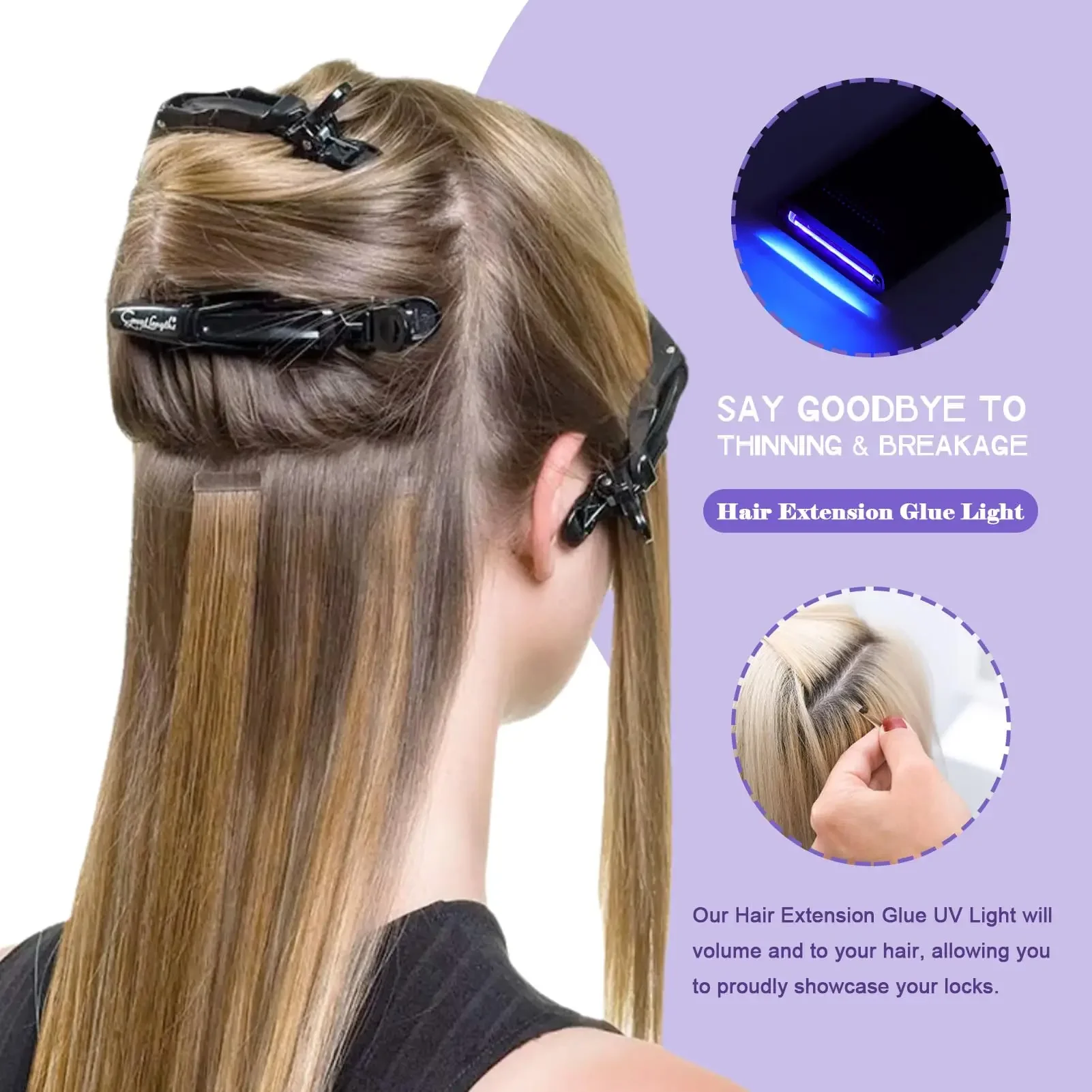 Hair Extension Tool V-Light Tech Hair Extension Connector Machine UV glue Kit Set Hair Extension Tools with UV light extension Removal