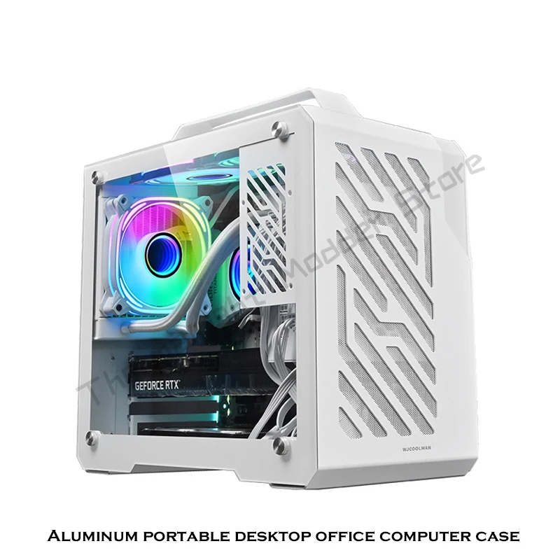 Gamer PC Case MATX Portable Side-Glass Support M-ATX/ ITX Mobo/ 30S Cards /240 AIO Water Cooling / SFX PSU