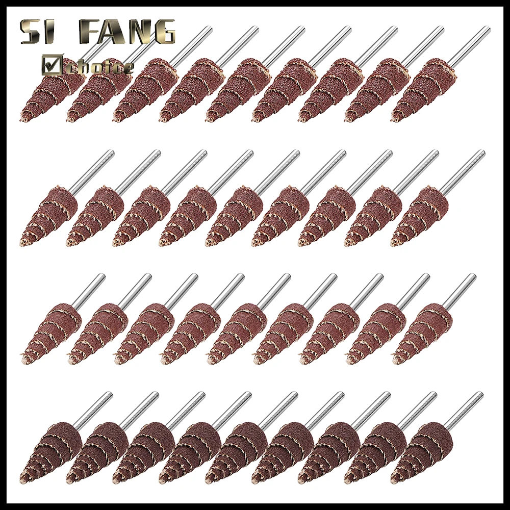 5/10 Stück konischer Kegel-Schleifkopf-Set, 10/12/16/20 mm Schleifpapier-Fächerräder zum Polieren und Schleifen von Bohrzubehör, 3/6 mm Schaft