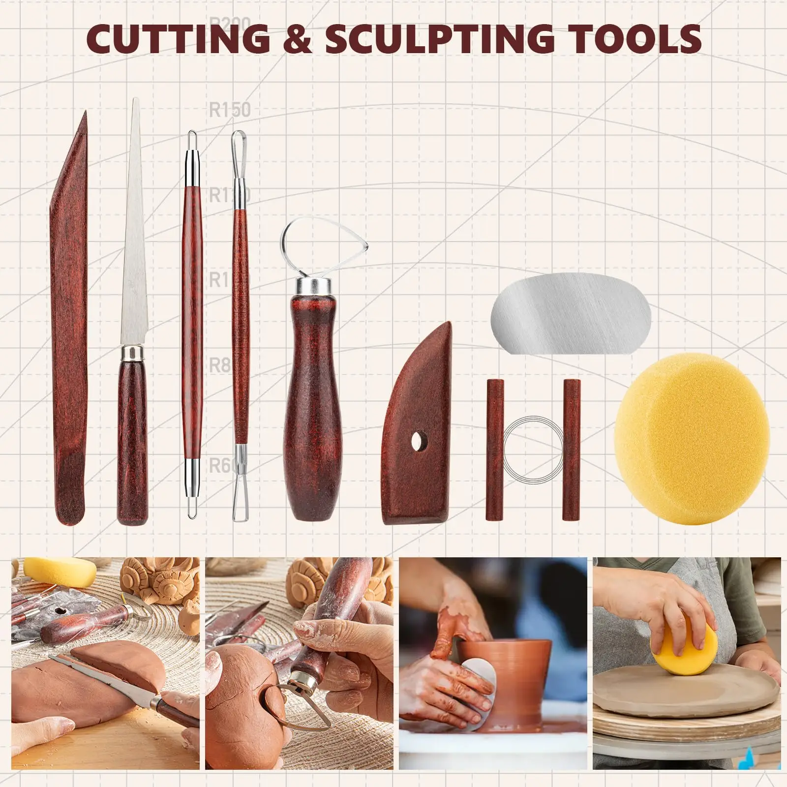 23PCS Clay Tools Sculpting, Ceramic & Pottery Modeling Tool, Ceramics Tools Set, Polymer Kit, Air Dry Clay