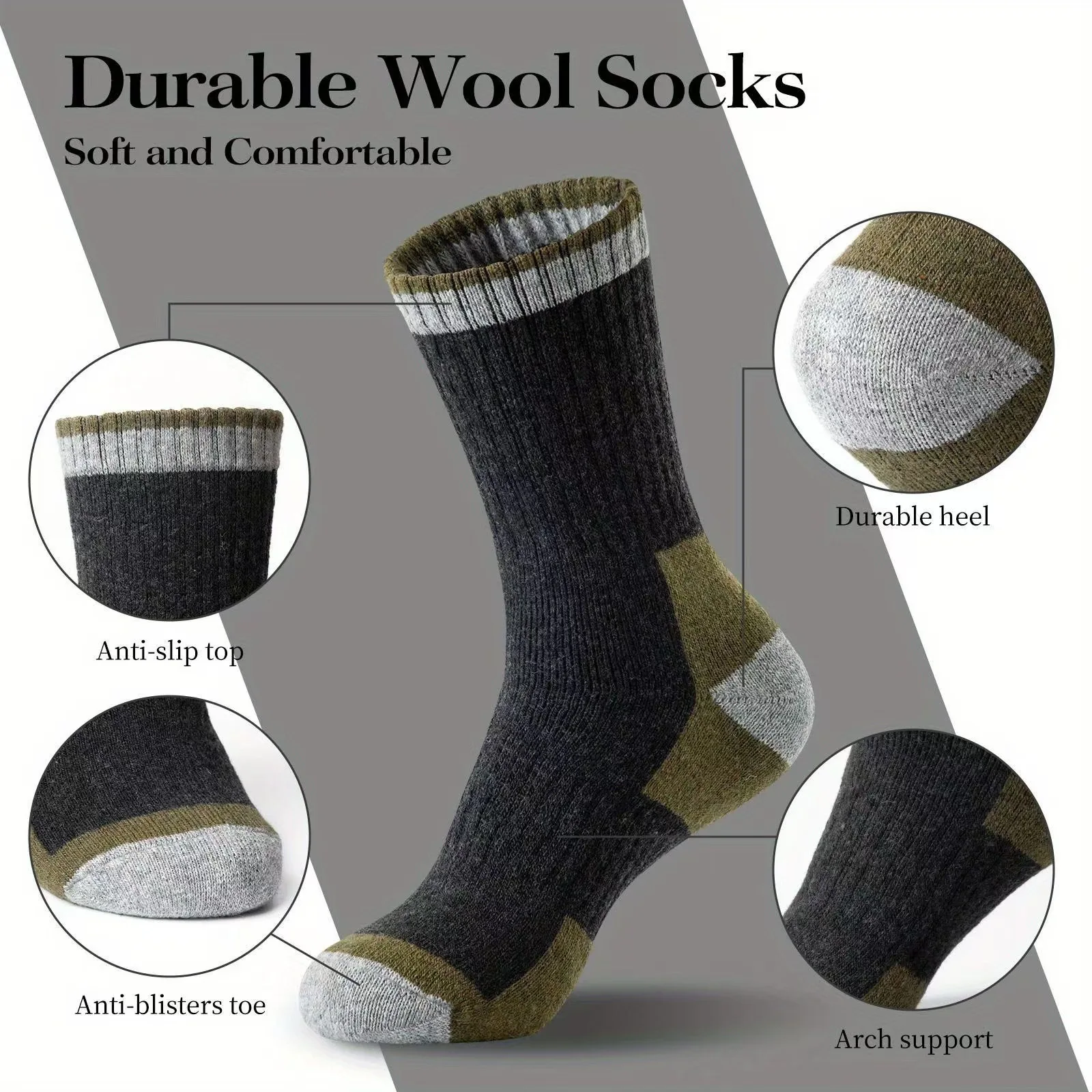 Winter Merino Wool Socks Thickened Warm Moisture Wicking Hiking Socks Men Women Thermal Breathable Durable Cycling 1pairs