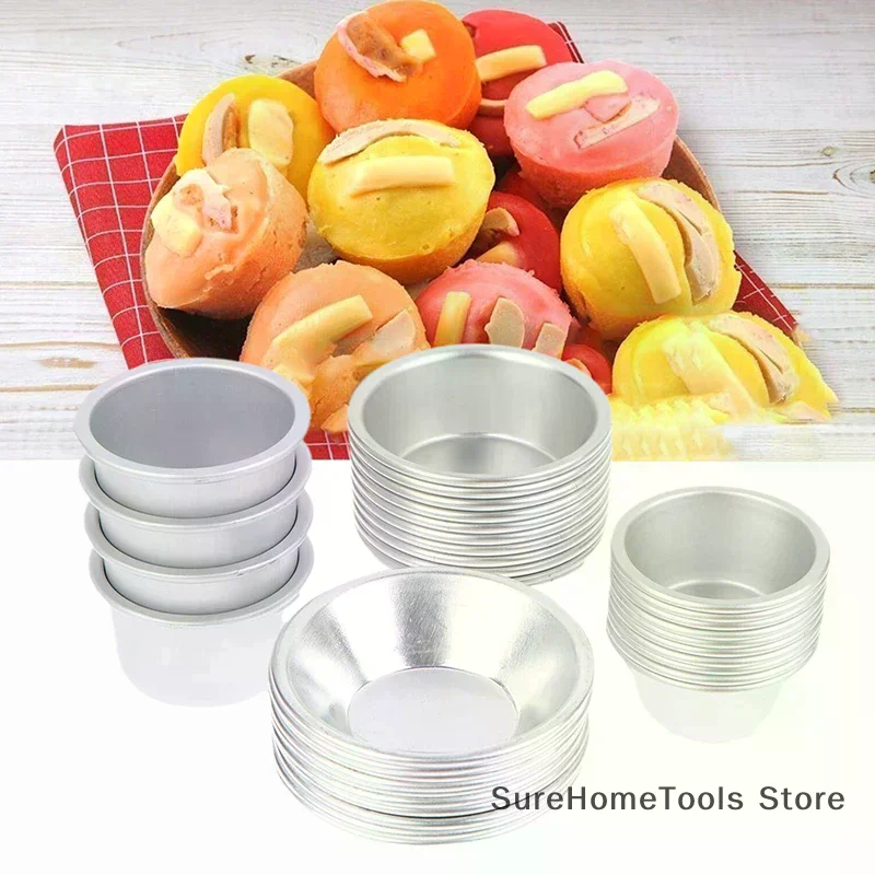10pcs Puto Cake Mold Aluminum Alloy Egg Tart Cup Cupcake Kitchen Baking Mold Mini Round Baking Oven Pan Pastry Dessert Mould