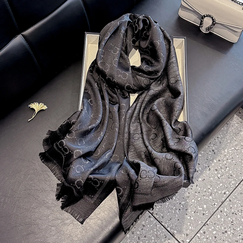 New Muslim Fashion Ladies Letter Print Hijab Tencel cotton Gauze scarf Elegance Sun Protection Shawl Decoration Wrap Headscarf