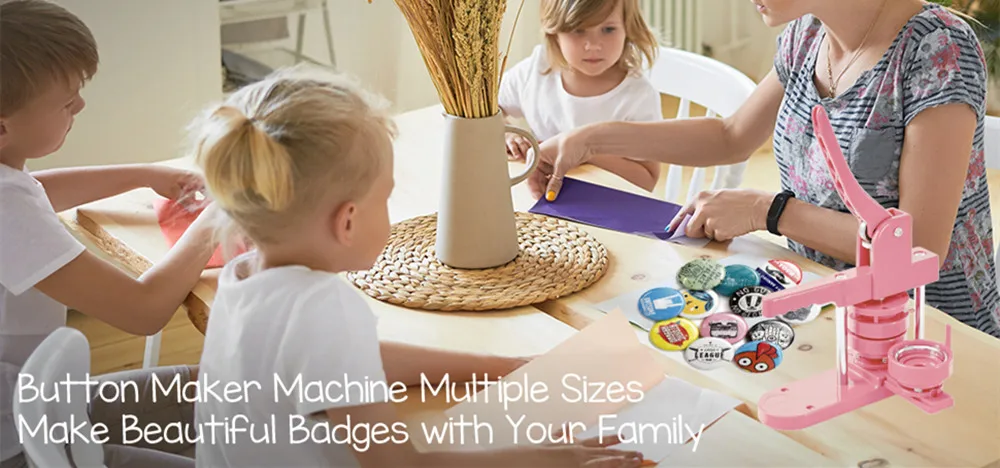 Description Picture 2 of item3 IN 1 Badges Button Maker Machine with 300Pcs Button Parts+3 Size Mold+3 Size Circle Cutter, DIY Pin Badges Making Machine Sets