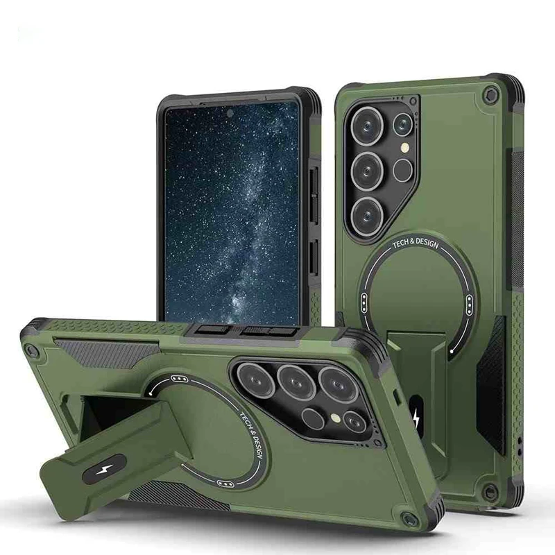 2-in-1 Magnetic Armor Fold Stand Phone Case Cover