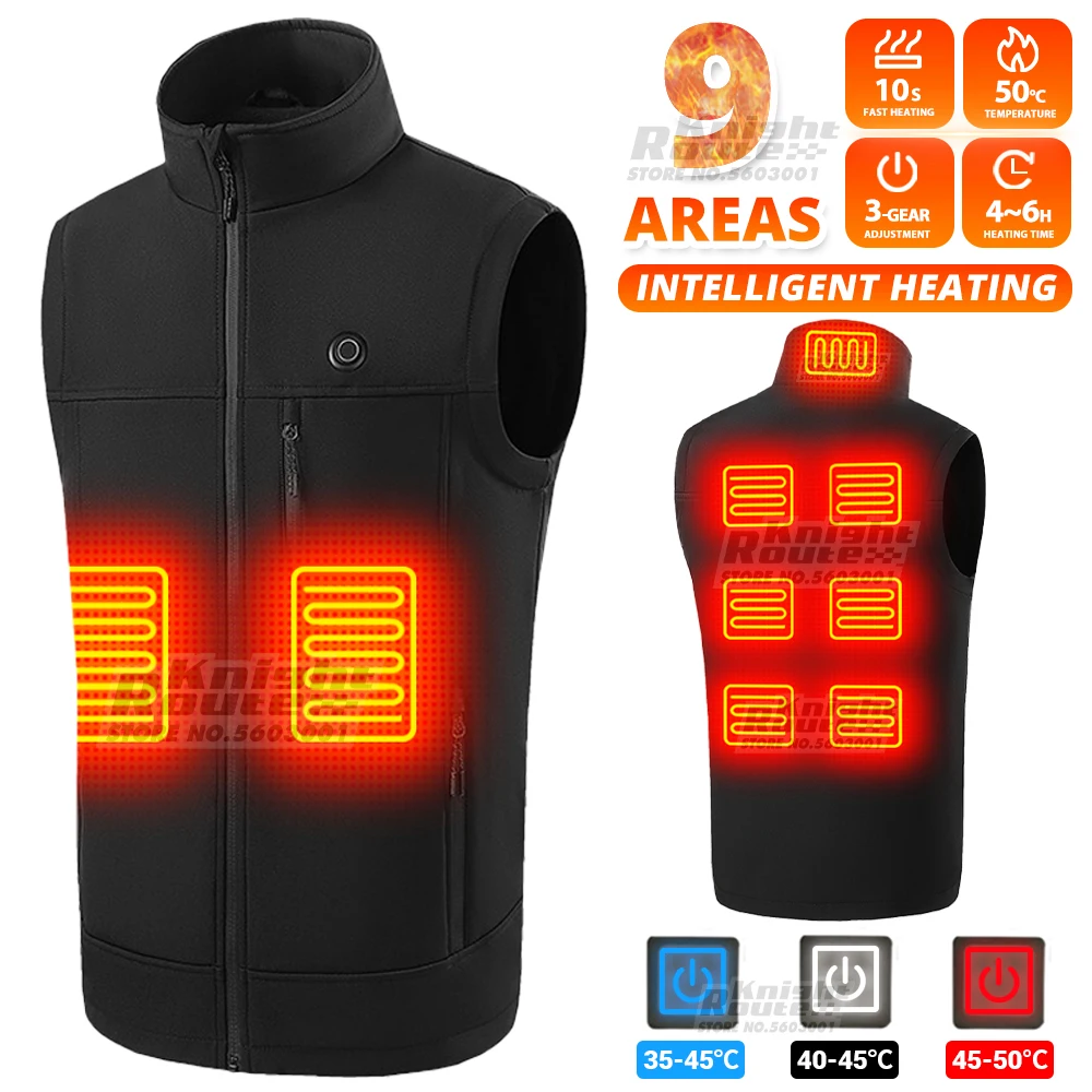 Men's 9 Area Heating Jacket USB Winter Outdoor Electric Heating Jacket Warm Clothing Motorcycle Jackets