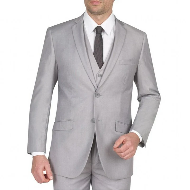 Black Business Party Men Suits New Notched Lapel Custom Made Three Piece Formal Wedding Groom Tuxedos (Jacket + Pants +Vest)