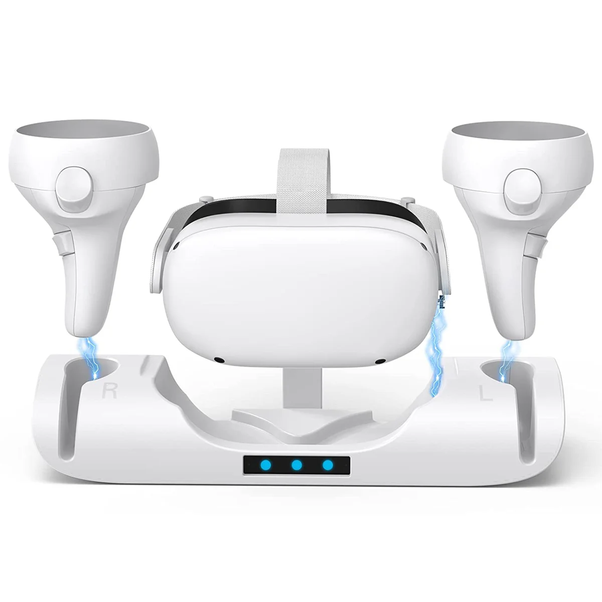 

VR Charging Dock for Meta Quest 2, Charge Controllers and Headset Simultaneously, VR Charger Station Accessories