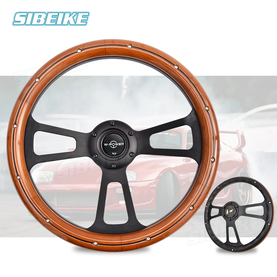 Volante Legno Vintage 14 Pollici - Universale Per Auto Con Kit Clacson - Foto 5
