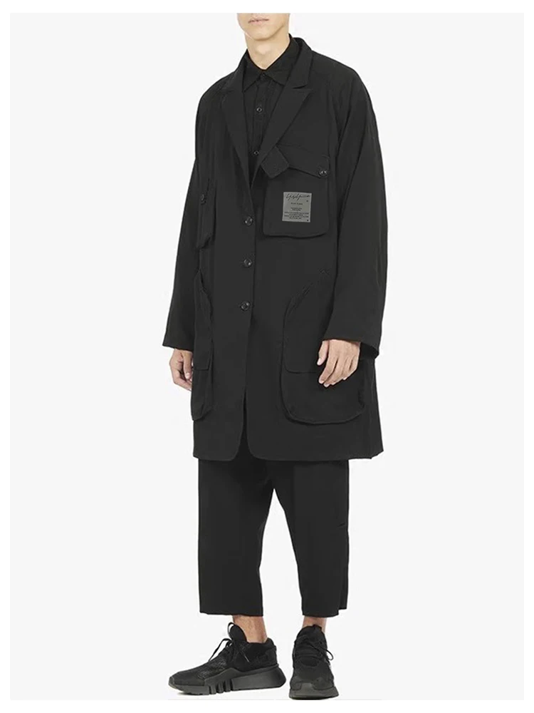 BLACK JOKER 가역 빅 사이즈 블레이저 캐주얼 남성 블레이저 맨 트렌치 코트 남성용 한국 스타일 의류 블레이저 코트 남성용 탑