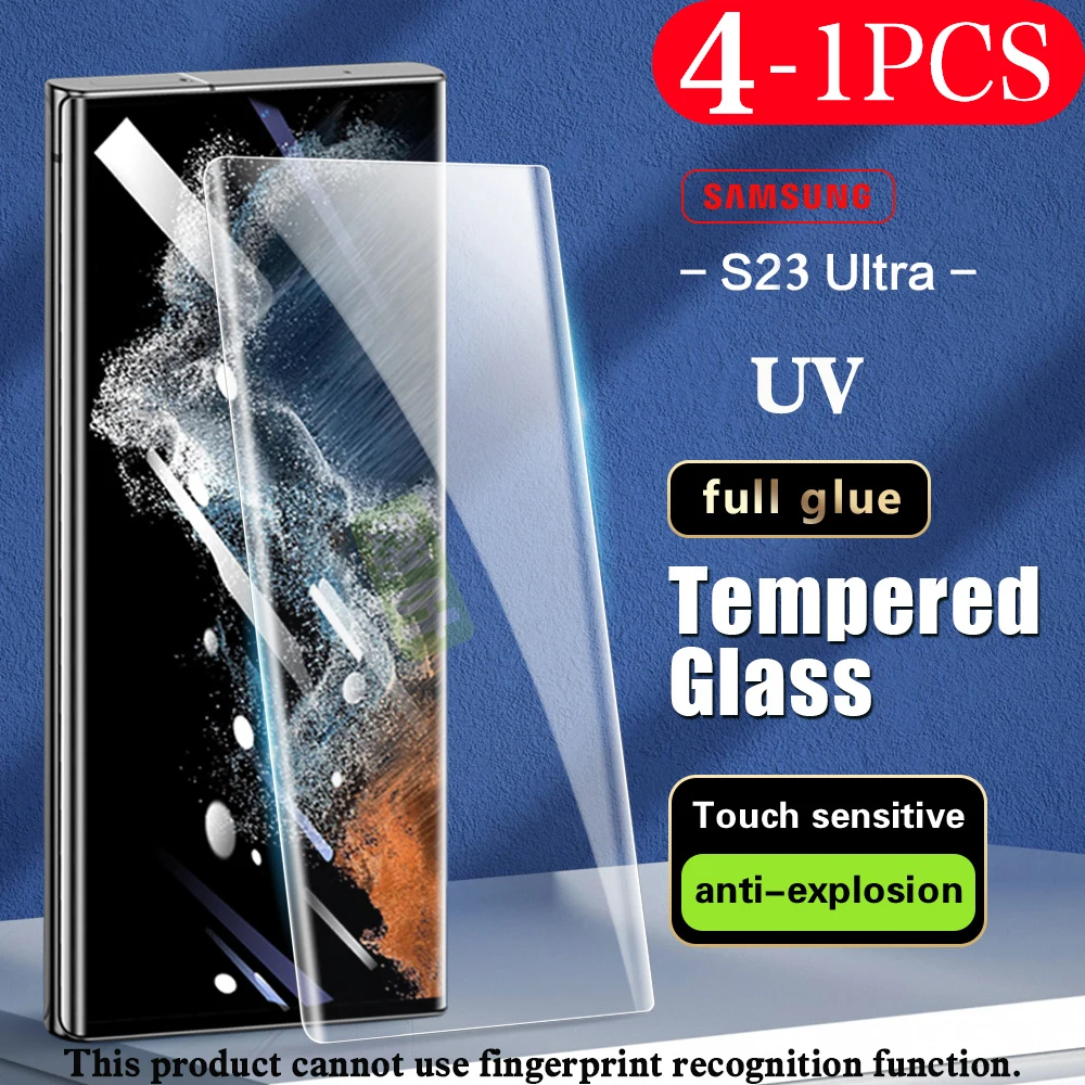 4-1 Pz Per Samsung Galaxy S22 Ultra Uv Glass S21 S20 S23 S10 Plus Note 20 Ultra 10 Pro Screen Protector Pellicola In Vetro Temperato Uv
