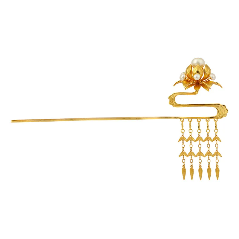 

Traditional Han costume jewelry Tang dynasty tassels hairpin decoration palace ancient dress custom-made step new rain lotus