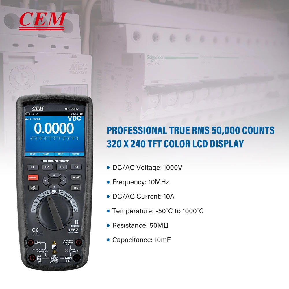 9987 Digital TRMS High Resolution & Accuracy Multimeter with Bluetooth-CEM Instruments