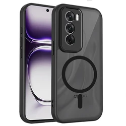 Magnetic Wireless Charging TPU Frame Phone Case with Matte Back Cover - OPPO Reno12 Pro (Black)