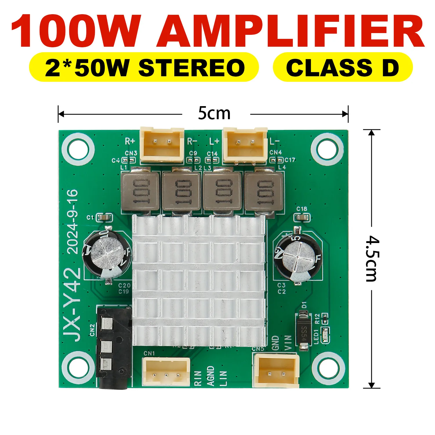 ARUIMEI 100W 2.0 Channel Digital Stereo Class D Audio Power Amplifier Board DIY 50W + 50W Amplificador Sound Board DC 8-26V 4A