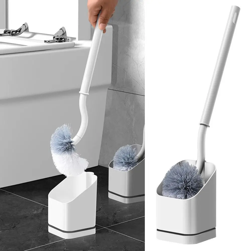Toilet Brush Set Home Plastic Wall Hanging Bathroom Cleaning Tools Toilet Brush Punch-Free Cleaning Holder