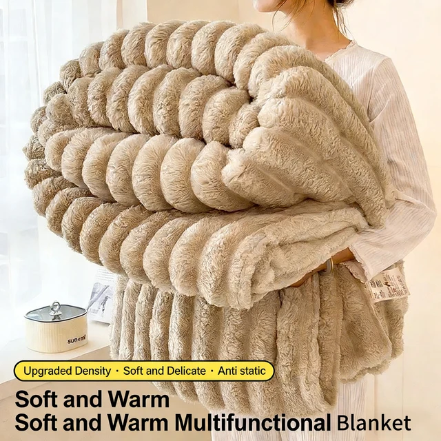 Couverture Multifonctionnelle en Flanelle Rayée Épaisse et Large, Peut Servir de Drap, Couverture de Lit, Couverture de Canapé ou Couverture de Sieste Cama Sofá Siesta Dormitorio Sala de estar Viaje Hogar Flanelle Épai 1