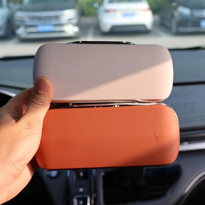 휴대용 자동차 안경 홀더 선바이저 클립 자동 선글라스 보관함 ABS 스크래치 방지 벨벳 케이스 푸시 버튼 내부 부품