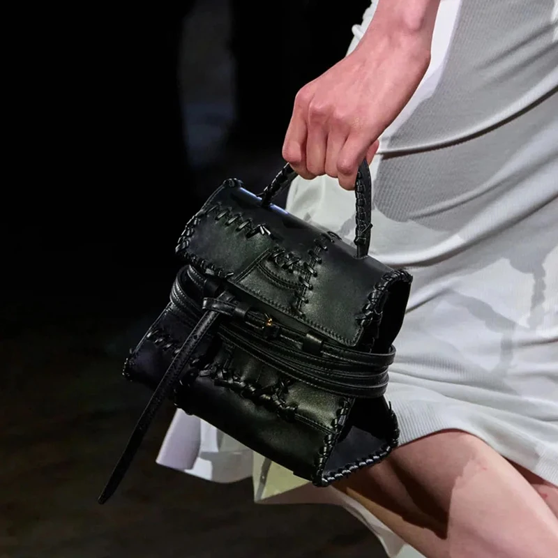 England Style Bags For Women Luxury Designer Handbags Purses 2025 New Woven Patchwork Design Top Handle Backpack Shoulder